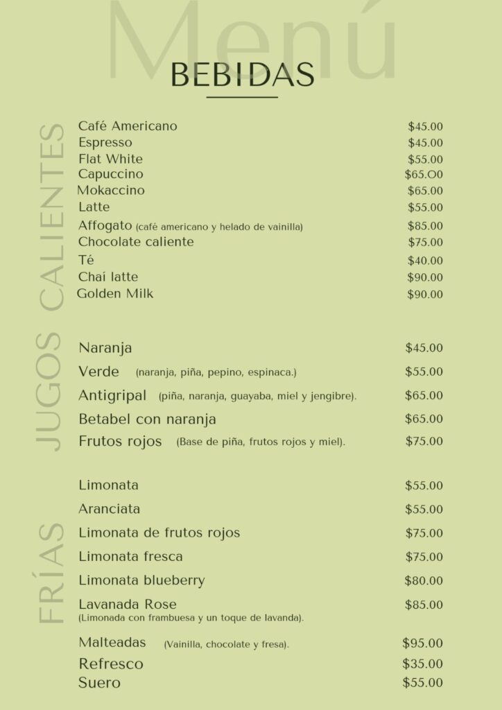 bebidas tomassi ristorante menú